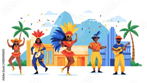 Realistic Brazilian carnival illustration Free.  