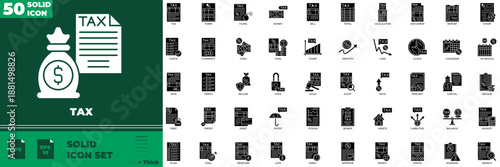 Tax Solid Editable Icons set
