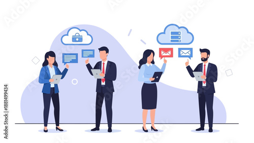 Business people using cloud technology for data and communication