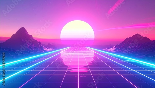 Retro Wave Sunset - A Nostalgic Journey Through Synthwave Dreams.