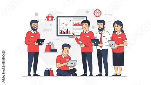 Business Team Meeting Strategy Planning Digital Technology Data Analysis