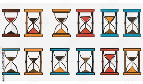 Vector Hourglass Icon Collection Sand Timer Symbol on Transparent Background