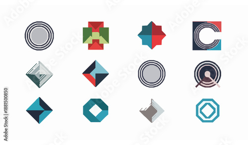 Vector Abstract Logo Icons Set Geometrical Minimalist Design