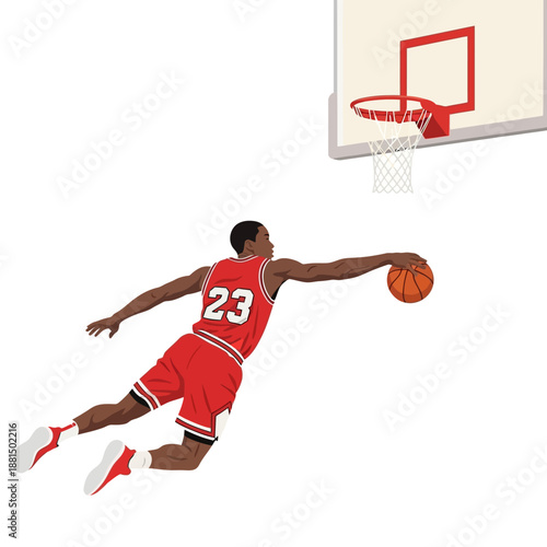 Basketball Player Dunking Slam Dunk Action Shot Isolated White Background