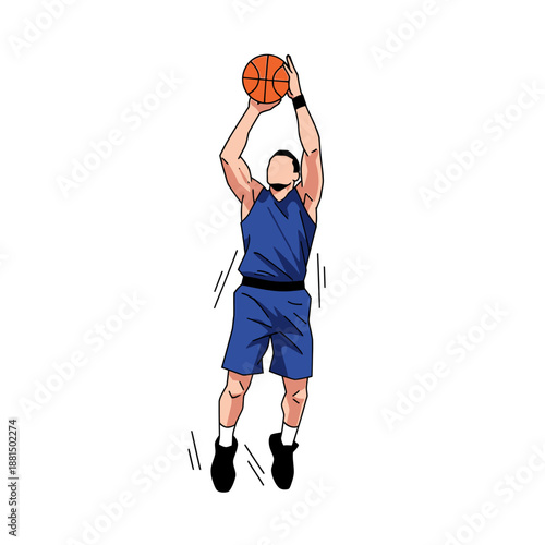 Basketball Player Shooting Jump Shot - Dynamic Action Illustration