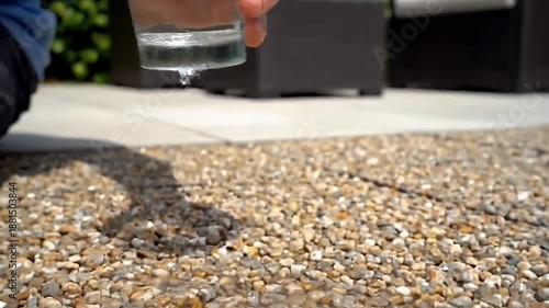 walking across a gravel path in natural outdoor setting