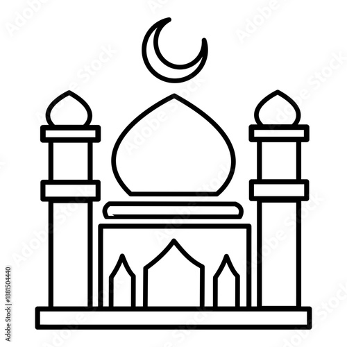 A serene mosque illustration with crescent moon, minarets, and domes, symbolizing peace and spirituality during Ramadhan.