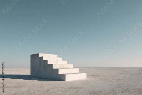 A single standalone step isolated in open space, symbolizing the first move and initiation in business