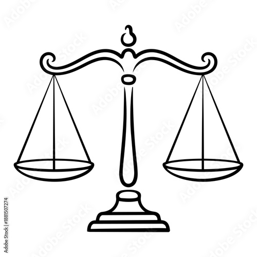 Justice Scales Icon – Law, Balance and Legal Equality Symbol Illustration