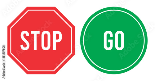 Stop And Go Signs Stock Vector Illustration. 