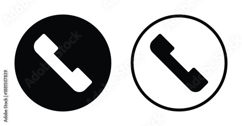 Phone Icon. Call Icon Circular Black Solid Vector. 