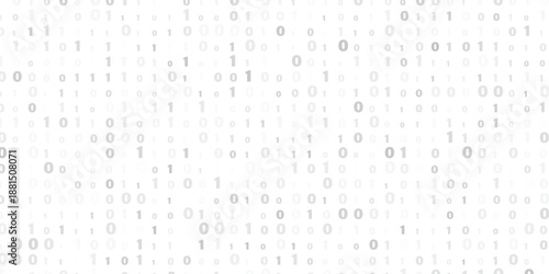 Abstract digital binary code pattern with varying shades of gray on a white background representing data flow and technology concepts for futuristic design