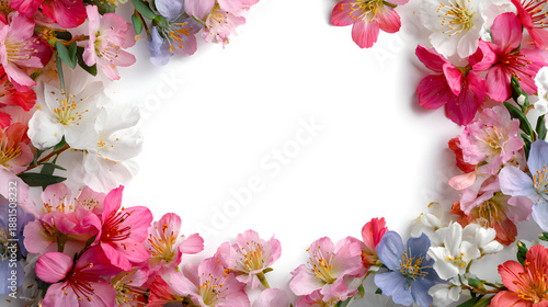 Pink spring flowercore style background with soft floral atmosphere and centered empty copy space