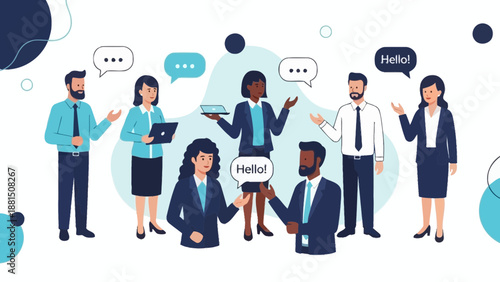 Diverse business people communicating and collaborating in a modern office setting