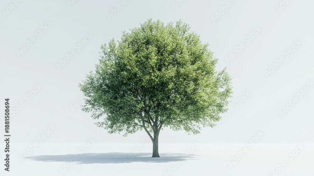 Obraz premium Lush green tree standing solo in a minimalist environment nature scene tranquil location serene viewpoint for relaxation