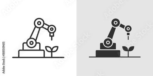 Robot Farming Tractor Icon representing autonomous agriculture, smart farming, and precision technology.