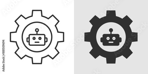 Robot Gear Icon representing intelligent automation, mechanical systems, and AI driven processes.