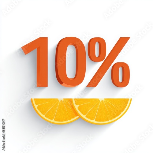 Bright Orange Number Ten Percent with Fresh Citrus Slice Background