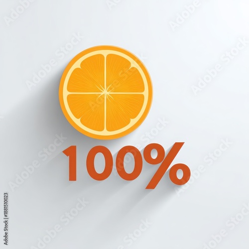 Fresh Lemon Slice With 100 Percent Text on Light Background