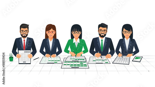 Diverse Business Team Meeting Planning Strategy on Whiteboard