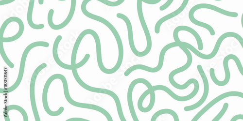 Abstract green squiggly lines pattern on a clean background viewed from a straightforward angle