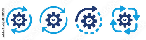 Automation process vector icon, gear with circular arrows