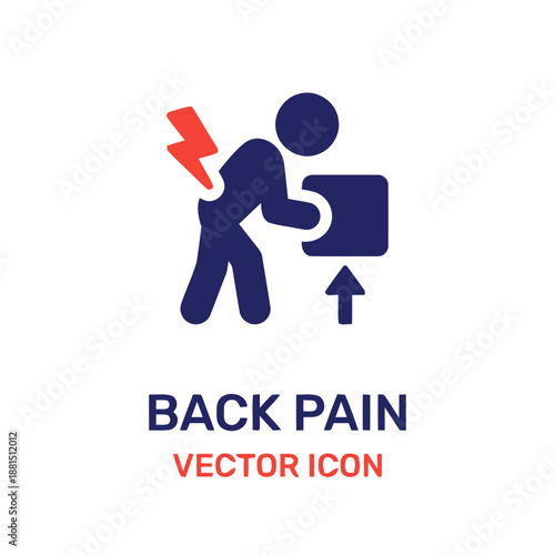 Back pain vector icon illustration of lifting heavy object injury