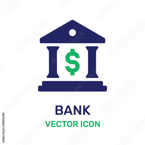 Bank building icon with dollar sign vector design concept
