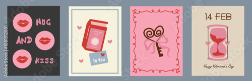 Valentines Day Cards with Love Symbols.