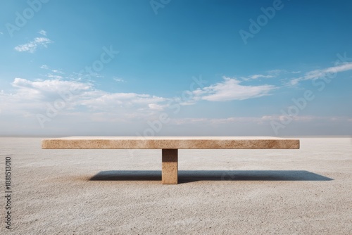 Minimal balance beam structure symbolizing stability, equilibrium, and fairness.