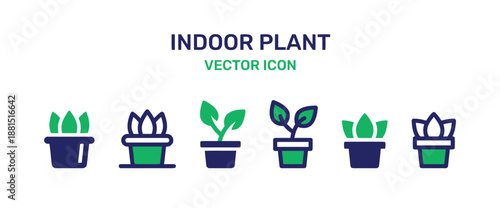 Collection of vector icons showcasing indoor potted plants