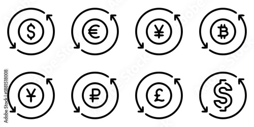 Currency exchange symbols vector illustration design set
