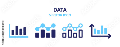 Data analysis icon set for business statistics and growth