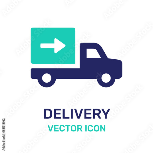 Delivery vector icon illustration of shipping truck transportation