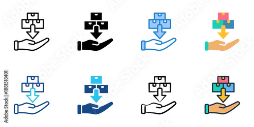 Receiving icons set multiple style collection. Editable stroke 
