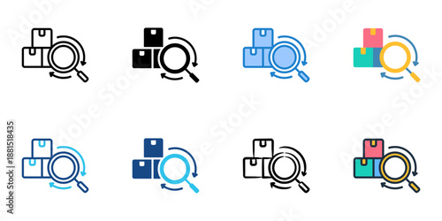 Sourcing icons set multiple style collection. Editable stroke 
