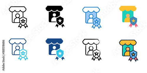 Vendor Compliance icons set multiple style collection. Editable stroke 

