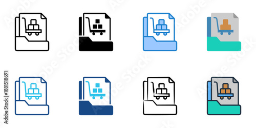 Procurement Documentation icons set multiple style collection. Editable stroke 
