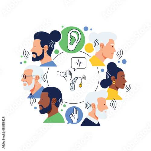 Diverse people communicating