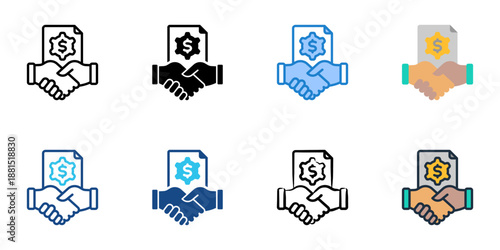 Contractual Obligations icons set multiple style collection. Editable stroke 
