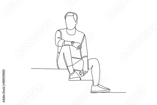 Casual Street Sitting. lifestyle gen z Concept. Single line draw design Video 4k. Footage graphic illustration
