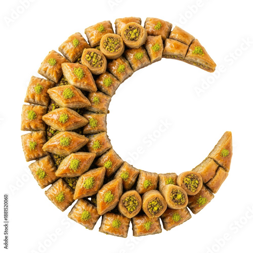Traditional Middle Eastern Baklava Sweets in Circular Arrangement