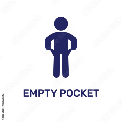 Empty pocket icon showing man pulling out pockets representing poverty or lack of money
