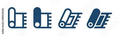 Fabric rolls icons set represent textile and material goods