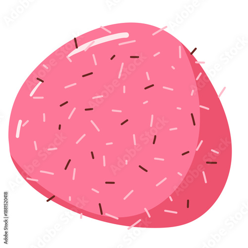 Pink Glazed Candy with Sprinkles. Vector Flat Illustration
