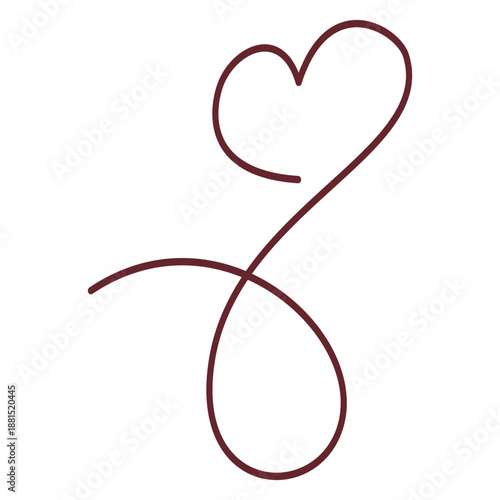 Continuous line drawing of an intertwined heart loop romantic symbol graphic