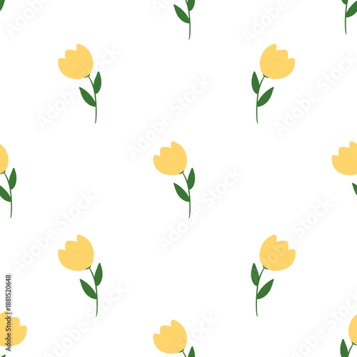  seamless pattern with yellow tulips 