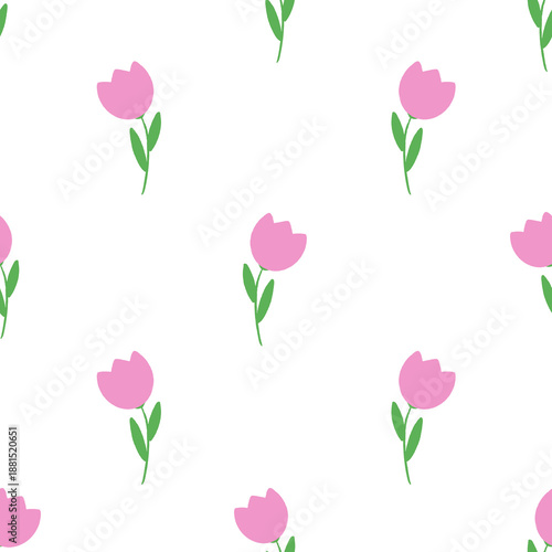 seamless pattern with pink tulips 