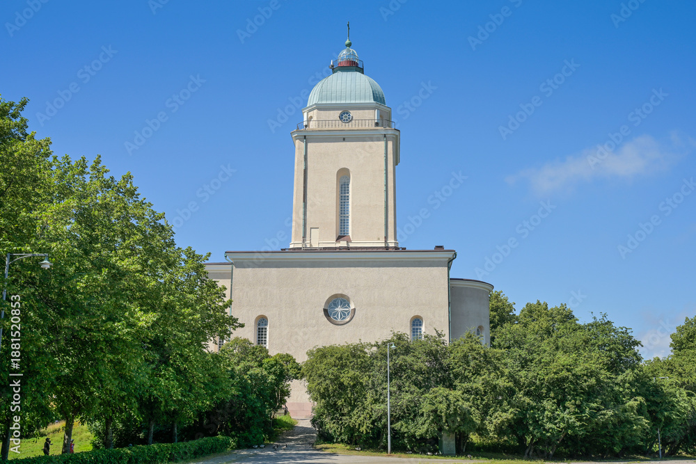 Obraz premium Suomenlinna Kirche, Leuchtturm, Seefestung Insel Suomenlinna, Helsinki, Finnland