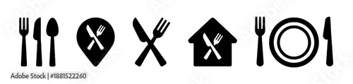 Food and restaurant icons representing dining out and culinary experiences